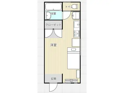 オーラピア(ワンルーム/1階)の間取り写真