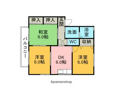セジュール呉竹(3DK/1階)の間取り写真