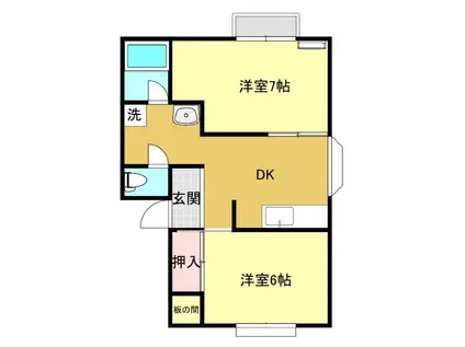 カーサオギノ1(2DK/2階)の間取り写真