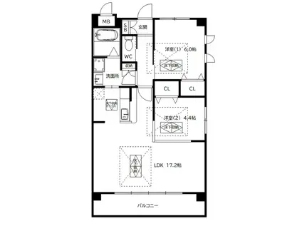 ルネスゆず(2LDK/2階)の間取り写真