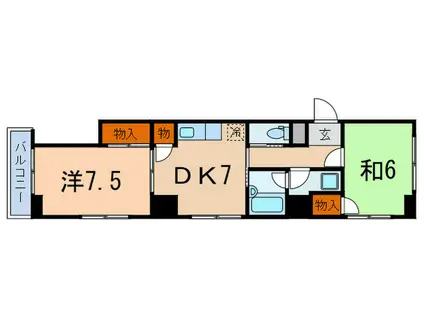 西片グリーンマンション(2DK/5階)の間取り写真
