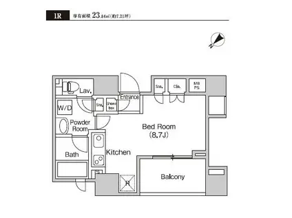 プライムアーバン目黒青葉台(ワンルーム/5階)の間取り写真