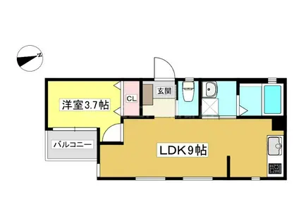INFINA岡崎(1LDK/2階)の間取り写真