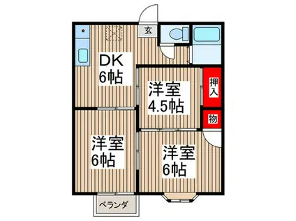 旭原ハイツ(3DK/1階)の間取り写真