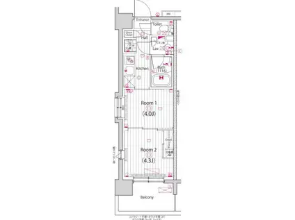 ガーラ・グランディ深川住吉(2K/4階)の間取り写真