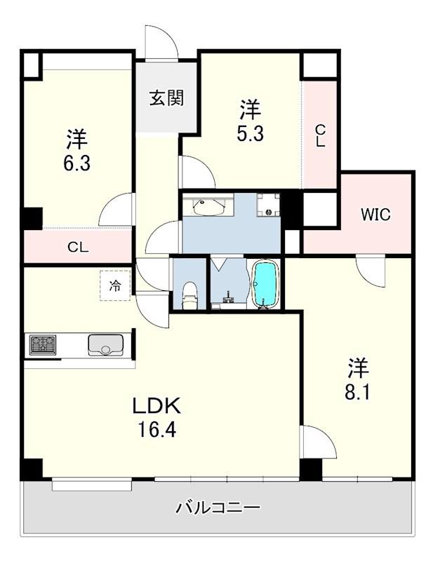 サバービアシティ21 B棟(3LDK/2階)の間取り写真