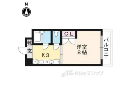 パウワウハウス(1K/2階)の間取り写真