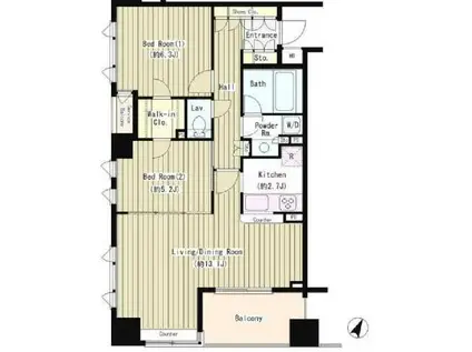 コクヨーレ日本橋(2LDK/10階)の間取り写真