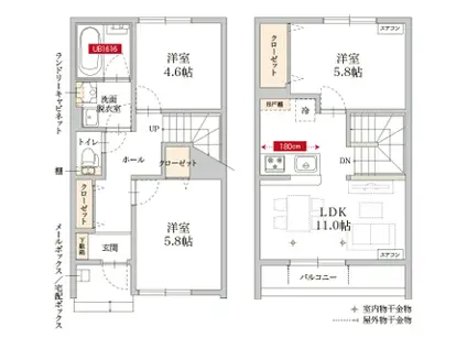 アクアルーチェ駒形(3LDK/1階)の間取り写真
