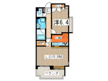 クラージュKAMAKURAYA(1LDK/4階)の間取り写真