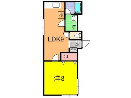 コーポラスパークタウンA(1LDK/2階)の間取り写真