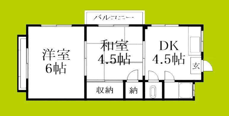 リバーウエスト緑橋(2DK/3階)の間取り写真