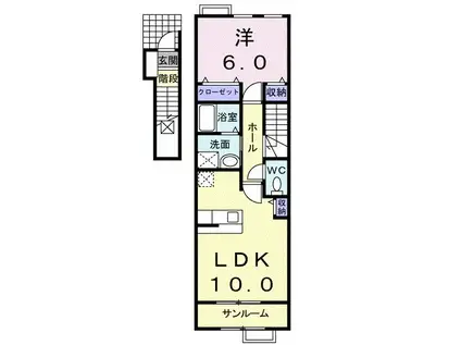 エテルノIII(1LDK/2階)の間取り写真