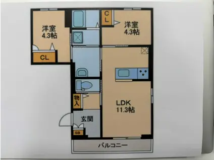 DIG FEELD(2LDK/3階)の間取り写真