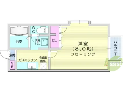 ミレニアム広瀬(1K/1階)の間取り写真