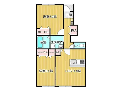 DIA MOOR III(2LDK/1階)の間取り写真