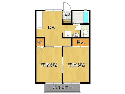 セジュール烏山(2DK/2階)の間取り写真