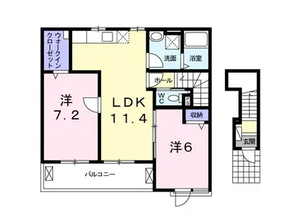 ダリエIII(2LDK/2階)の間取り写真