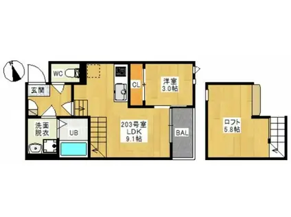 GRANTIC MON (1LDK/2階)の間取り写真