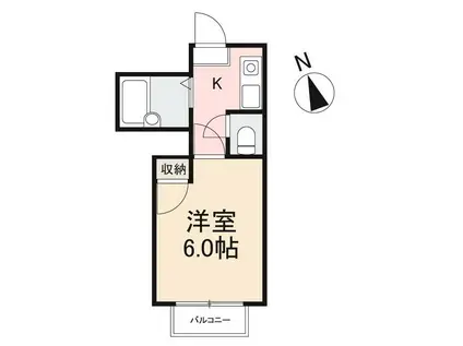 シャンボール峰山(1K/2階)の間取り写真