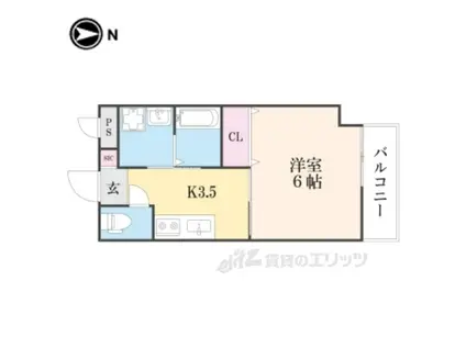 二条城ARCUS(1K/2階)の間取り写真