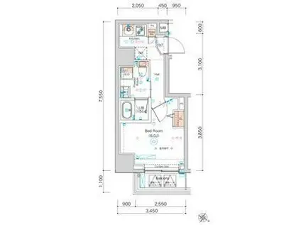 スクエア シティ ヨコハマオオドオリコウエン エーゼット(1K/2階)の間取り写真