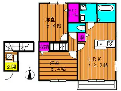 MOMIJI(2LDK/2階)の間取り写真