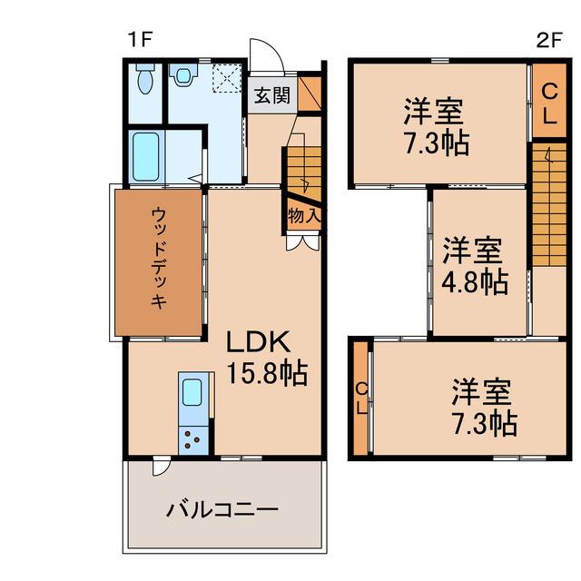 NAPICA C棟(3LDK/1階)の間取り写真
