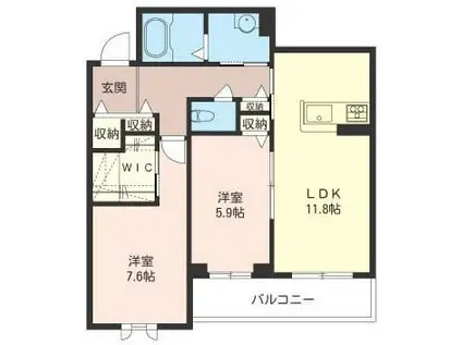 ラフィーナ・コート(2LDK/2階)の間取り写真