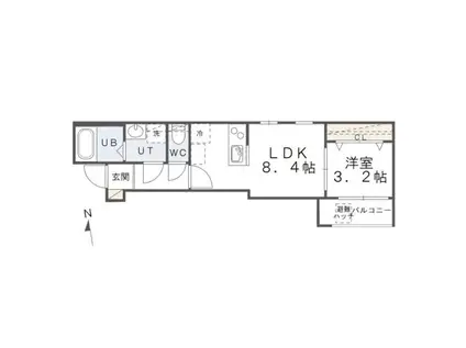 パルティーレ戸畑(1LDK/1階)の間取り写真