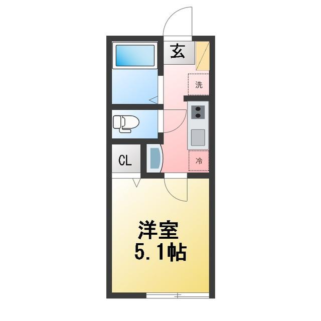 CASA二俣川(1K/1階)の間取り写真