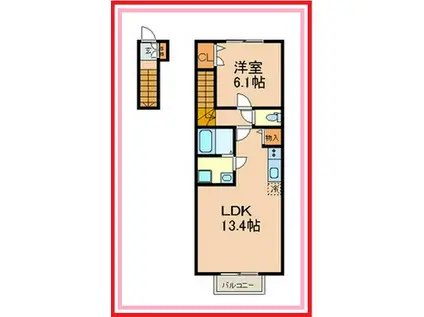 スカイシティ四つ木(1LDK/2階)の間取り写真