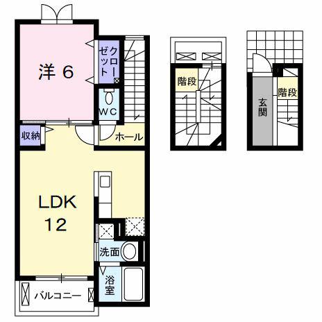 アンブラッセII(1LDK/3階)の間取り写真