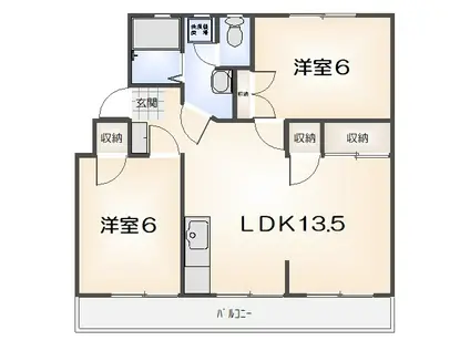 第10 浜の前マンション(2LDK/4階)の間取り写真