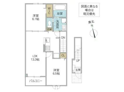 プリート パラッツォ(2LDK/2階)の間取り写真