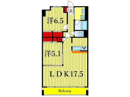 ロングエイト3(2LDK/7階)の間取り写真