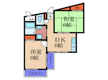 クボタマンション(2DK/5階)の間取り写真