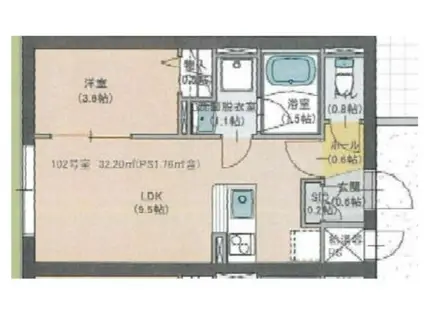 プロスタイルウェルス下井草(1LDK/1階)の間取り写真