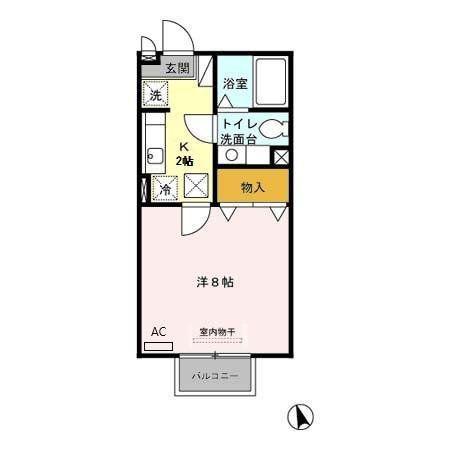 ヴェルデ西田代A(1K/1階)の間取り写真