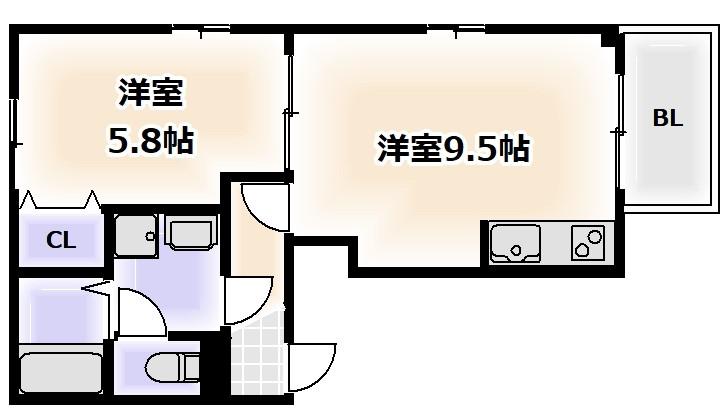 エクレール(1LDK/2階)の間取り写真