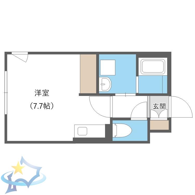 COFFRET西町北(ワンルーム/4階)の間取り写真