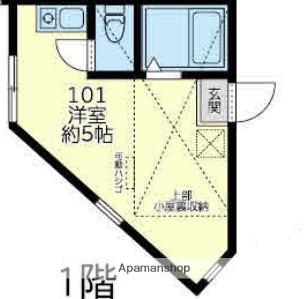 MS ONE(ワンルーム/1階)の間取り写真