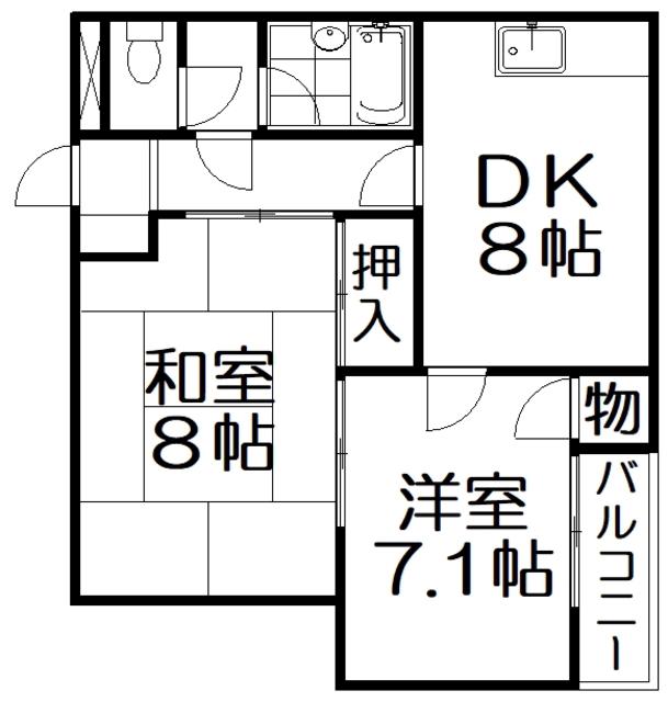 ウエストワンIII(2DK/3階)の間取り写真