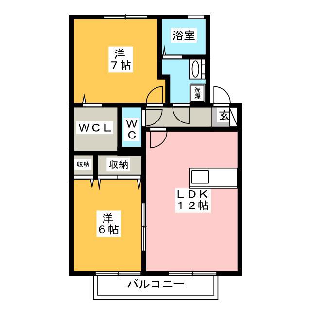 THREE WOODS Y&F B(2LDK/2階)の間取り写真