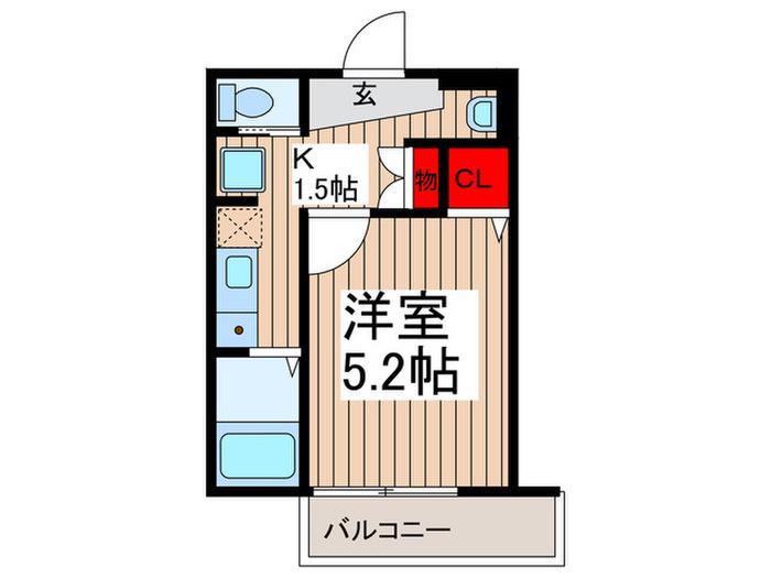 MELLAS日進III(1K/2階)の間取り写真