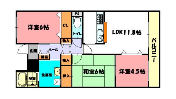 ル・ソレイユ大久保(3LDK/2階)の間取り写真