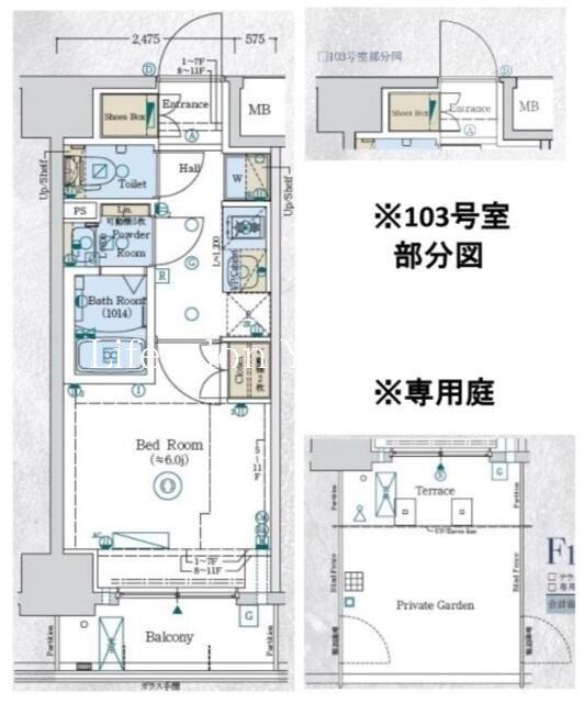 ジェノヴィア阪東橋IIスカイガーデン(1K/1階)の間取り写真