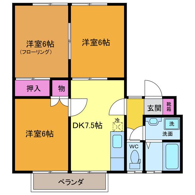 シャトレーハイツ(3DK/1階)の間取り写真