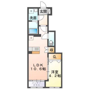 久居相川町アパート(1LDK/1階)の間取り写真