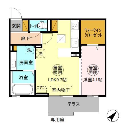 フィオーレ金田西(1LDK/1階)の間取り写真